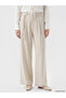 Lcw Modest Beige Waist-Tie Modal Blend Women's Fabric Trousers - 3
