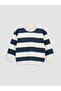 Lcw Kids Navy Blue Crew Neck Striped Boy's Sweatshirt - 2