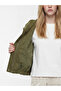 Xside Khaki Stand Collar Suede Look Women's Jacket - 5