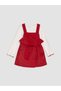 Two Mt Shop Quality Lcw Baby Red Ruffled Baby Girl Velvet Salopet Set - 2