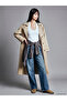 Xside Beige Jacket Collar Belted Women's Trench Coat