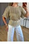 Women's Gold Lace Embroidered Belted Blouse - 2