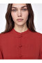 Two Mt Shop Quality Lcw Modest Red Plain Standard & Regular Oval Neck Midi Dress - 3