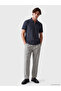 Lcw Vision Navy Blue High Collar Textured Men's T-Shirt