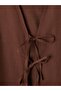 Alita City with a Difference Lcw Vision Brown Plain V-Neck Short Sleeve Women's Blouse - 6