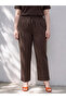 Lcwaikiki Curve Brown Plus Size Women's Pants with Elastic Waist - 2