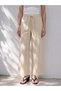 Lcw Petite Beige Wide Leg Women's Trousers with Elastic Waist - 2