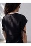 Alita City Farkıyla Lcw Petite Black Muslin Plain Oval Neck Short Sleeve Women's Blouse - 2