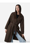 Lcw Eco Brown Double-Breasted Collared Belted Women's Trench Coat