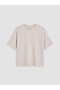 Two Mt Shop Quality Xside Beige Diver Fabric Plain Oversize Short Sleeve Women's T-Shirt - 5