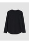 Two Mt Shop Quality Lcw Everyday Black Combed Cotton Plain Standard & Regular Long Sleeve Women's T-Shirt - 5