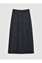 Lcw Grace Anthracite Elastic Waist Patterned Ornamental Buttoned Skirt - 5