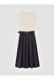 Esvab • Modern & Distinctive Zero Roba Collar Color Block Belted Dress - 6