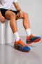 Mfx837 Spiked Turf Soccer Cleats with Socks, Lace-Up Football Sneakers, Navy Blue-Orange - 3