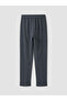 Navy Blue Standard Fit Striped Men's Pajama Bottoms - 7