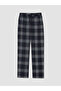 Navy Blue Regular Fit Plaid Men's Pajama Bottoms - 5
