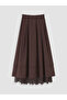 Alita City Lcw Modest Brown Gabardine Plain Midi Women's Skirt with a Difference - 5