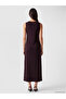 Lcw Everyday Burgundy Asymmetrical Collar Gathered Soft Touch Dress - 4