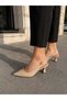 Women's Teresa Cream Skin Pointed Toe Open Back 8 cm Heeled Shoes - 2