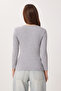 2-Pack Snap Fastener Ribbed Knitted Blouse Lrn0061 Gray Melange Brown - 7