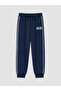 Navy Blue Boys' Printed Striped Sweatpants