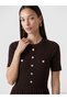 Two Mt Shop Quality Lcw Everyday Brown Knitwear Plain Super Skinny & Extra Narrow Oval Collar Long Dress - 2