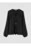 Lcw Vision Black Tie Collar Ruffle Chiffon Blouse - 5