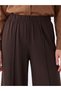 Lcw Grace Brown Wide Leg Women's Capri Pants with Elastic Waist - 3