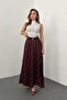 Burgundy Plaid Piece Satin Skirt