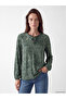 Lcw Grace Green Tie Neck Patterned Blouse