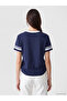 Two Mt Shop Quality Xside Navy Blue Combed Cotton Printed Oversize Short Sleeve Women's T-Shirt - 4