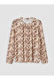 Alita City Lcw with a Difference Grace Beige Patterned Oval Neck Long Sleeve Women's Blouse - 5