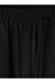 Lcw Petite Black Elastic Waist Linen Blend Women's Trousers - 4