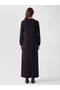 Two Mt Shop Quality Lcw Grace Black Interlock Plain Standard & Regular Oval Neck Long Dress - 4