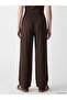 Xside Brown Elastic Waist Wide Leg Women's Trousers - 4