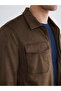 Lcwaikiki Classic Khaki Regular Fit Shirt Collar Men's Suede Coat - 4