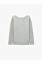 Sequined Star Detailed Long Sleeve Boat Neck Knit Sweater - 6