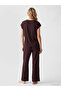 Two Mt Shop Quality Lcw Dream Brown Plain Short Sleeve Women's Pajama Set - 4