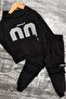 Boy's Black Tracksuit with Kangaroo Pocket, 80 Print on the Hood, Cargo Pockets - 6