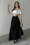 Black Pleat Detailed Flared Skirt - 2