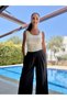Anthracite Cotton Modal Palazzo Trousers - 3