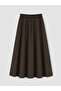 Xside Brown Flared Skirt with Elastic Waist, 100% Cotton - 6