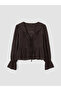 Two Mt Shop Quality Lcw Everyday Brown Jacquard Patterned V-Neck Long Sleeve Women's Blouse - 5
