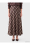 Alita City Lcw Grace Brown Polyviscon Diamond Patterned Midi Women's Skirt with a Difference - 2