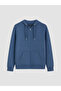 Lcwaikiki Classic Navy Blue Hooded Men's Zippered Sweatshirt - 4