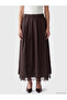 Alita City Lcw Modest Brown Gabardine Plain Midi Women's Skirt with a Difference - 2
