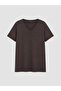 Two Mt Shop Quality Lcw Curve Brown Combed Cotton Plain Standard & Regular Short Sleeve Women's T-Shirt - 3