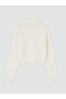 Xside White Polo Collar Embroidered Women's Knitwear Sweater - 6