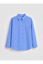 Xside Blue Striped Oversize Poplin Women's Shirt - 5