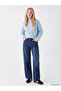 Xside Blue Crew Neck Oversize Women's Knitwear Sweater - 2